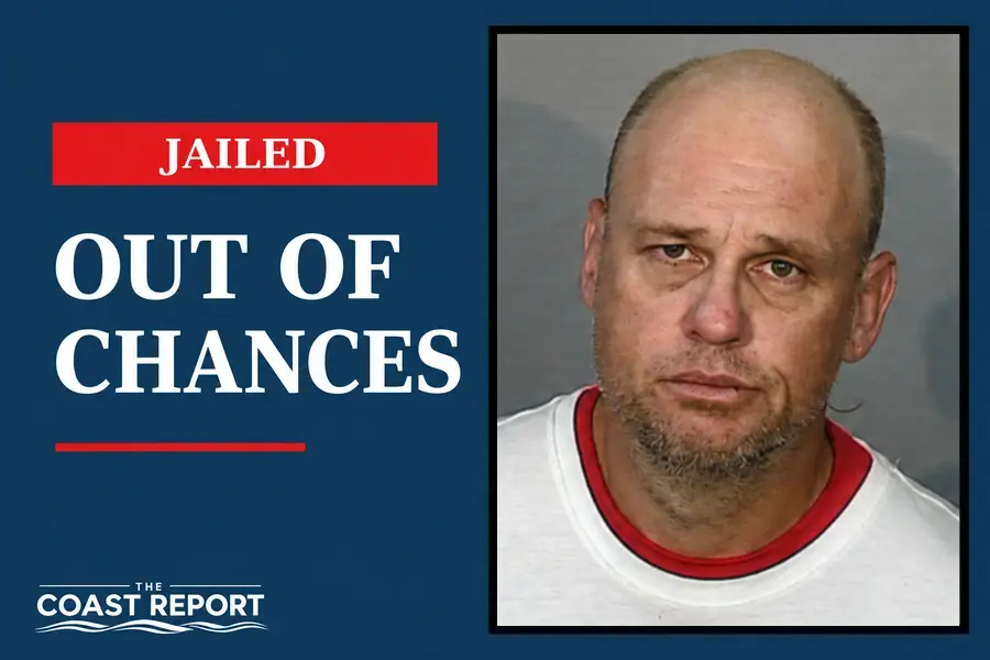 Ballina man jailed: Christopher Bennett pictured in a Coast Report graphic reading ‘Out of Chances’